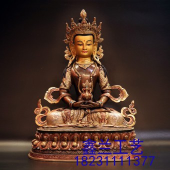 藏传铜佛---- 长寿佛铜像 藏传密宗长寿佛铜佛像
