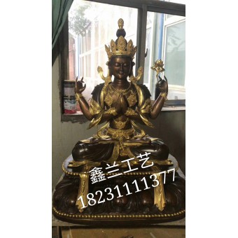 藏传佛教观音菩萨像_藏传佛教观音菩萨像价格  藏族白度母鎏金铜像