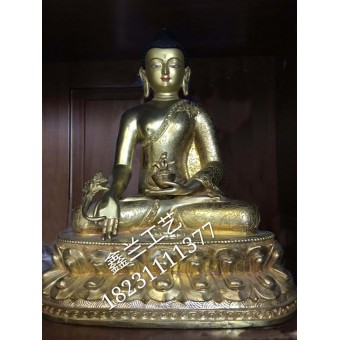 铜鎏金药师佛 尼泊尔藏传释迦牟尼佛像 传统鎏金工艺阿弥陀佛铜雕价格