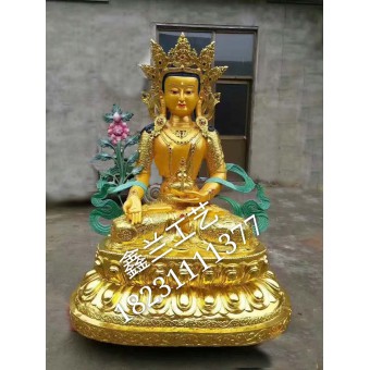 藏传佛教药师佛镀金铜佛像西藏藏传密宗铜佛像药师佛像厂家