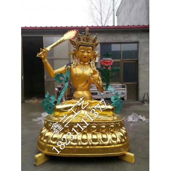 文殊菩萨铜佛像，举剑文殊铜造像殊菩萨石雕造像藏传文殊菩萨银像